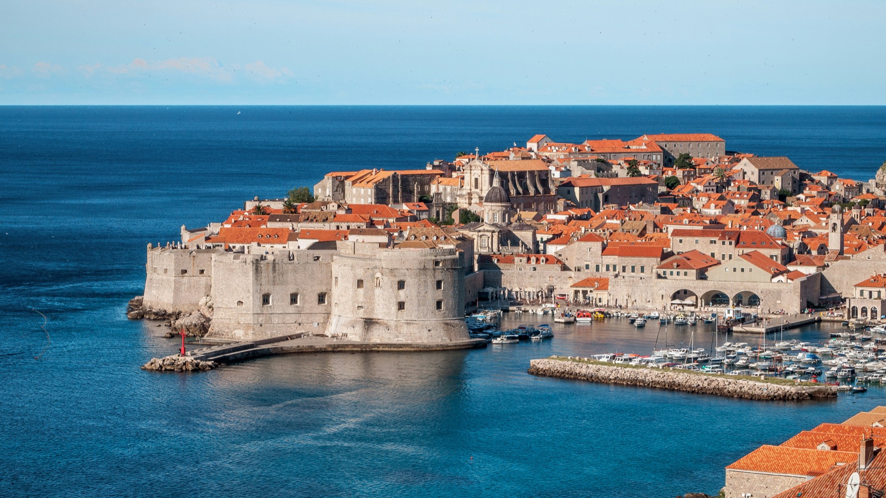 Aerial view of Dubrovnik's old town on the Dalmatian coast