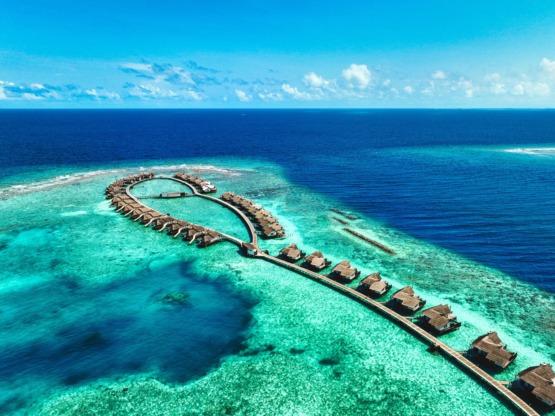 Overwater bungalow resort in the Maldives